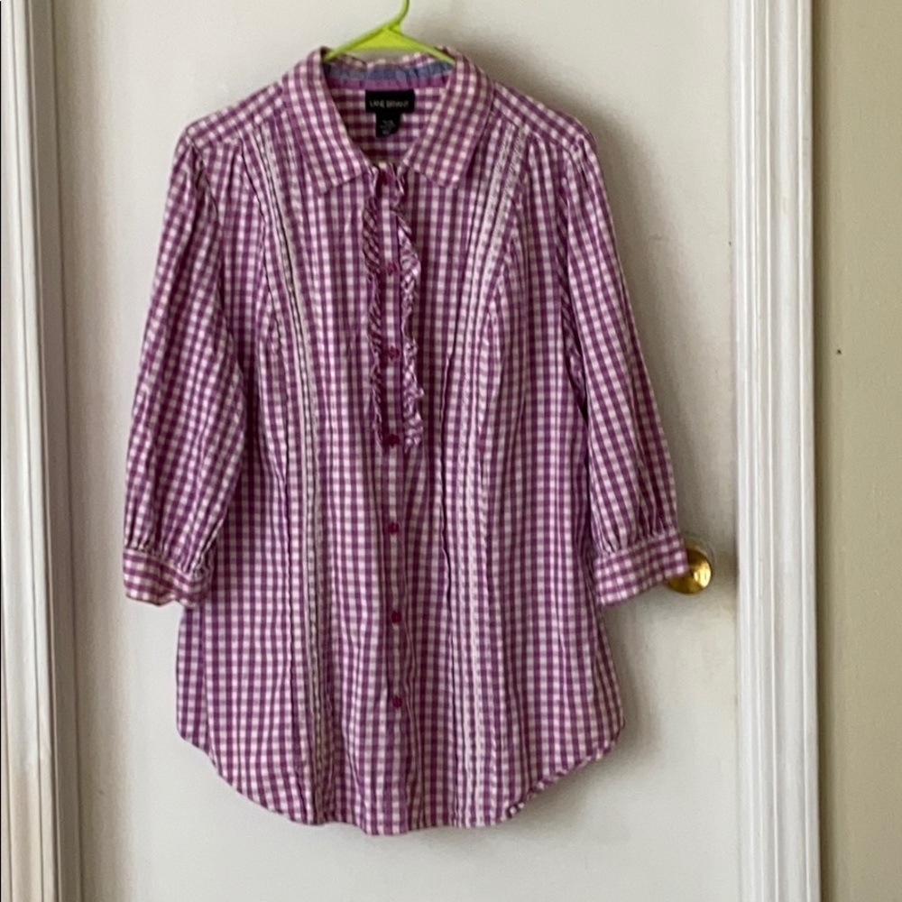 Lane Bryant Lavender/white gingham blouseSz 14/16